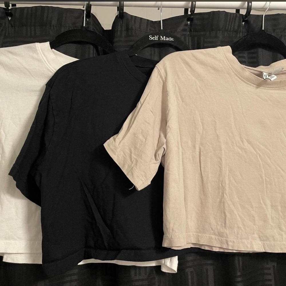 Divided Women's Crop Tops - Black, White, and Cream